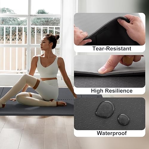 Miniatura 10 de Esterilla de yoga UMINEUX extra gruesa de 14 de pulgada y de 13 de pulgada antideslizante para mujeres con marcas de alineación, ecológica, de