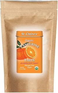 St. Claire's Organic Fruit Tart Candies, (Tangerine, 8 Ounce Refill Bag, over 240 pieces) | Gluten-Free, Vegan, GMO-Free, Plant-based, Allergen-Free | Made in our Allergen-Free facility