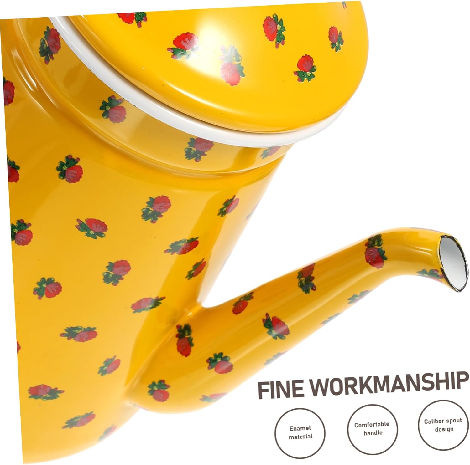 Vintage Enamel Coffee Kettle with Handle Camping Teapot for Induction Electric and Gas Stoves Easy to Clean Rustic Design for Hot Drinks