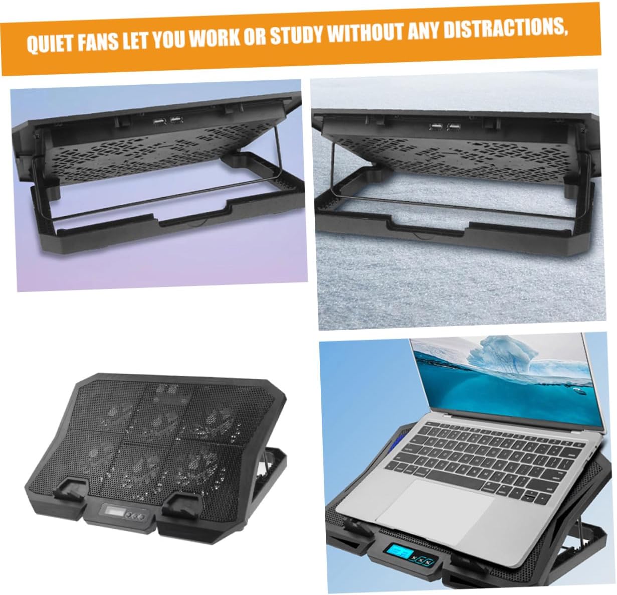 Laptop Cooling Pad 15.6 Inch with Quiet Fan Adjustable Speed Blue LED Cooling Stand for Laptops Suitable for Gaming and Office Use