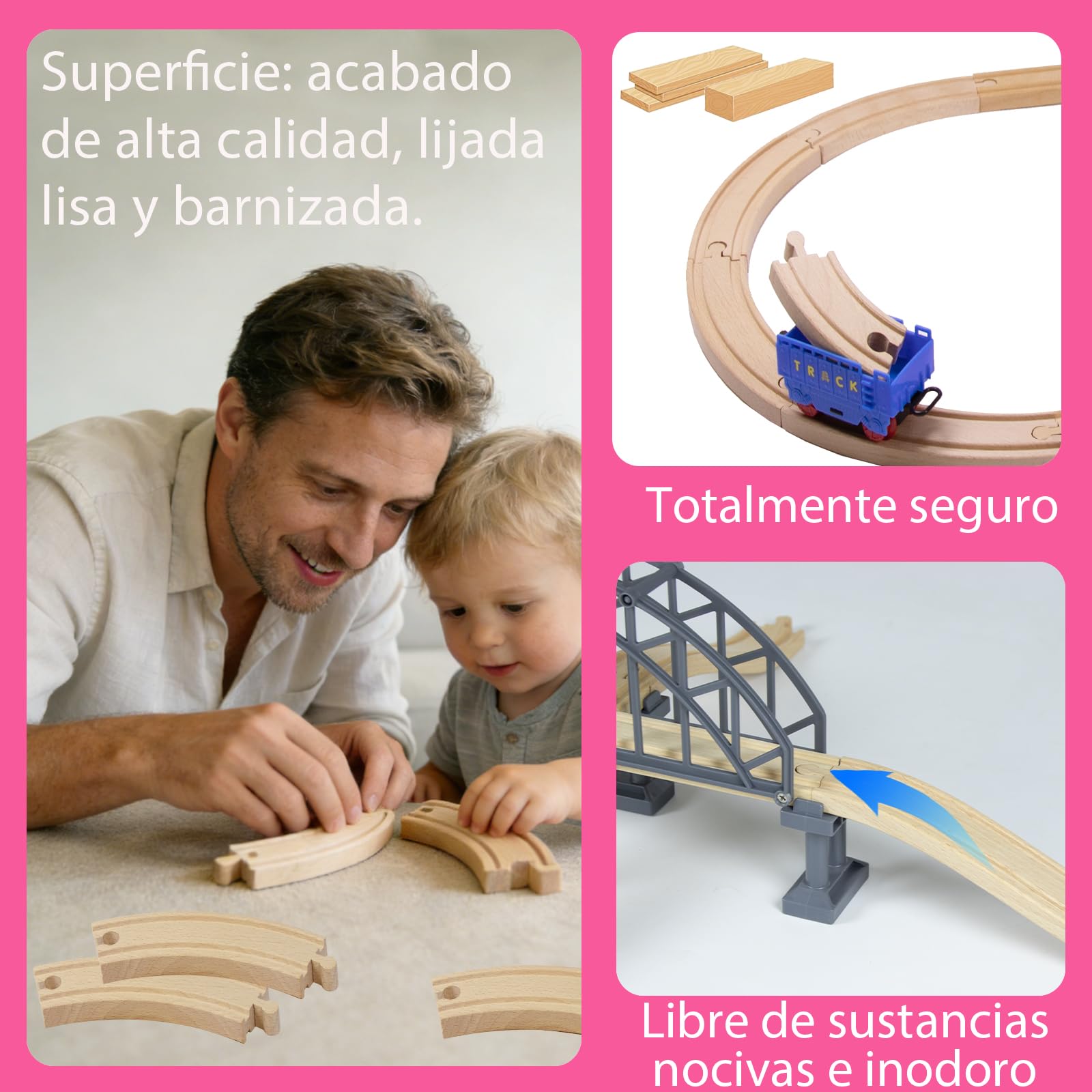 Accessori per ferrovia in legno, per ferrovia in legno, giocattolo per treno per bambini, compatibile con altri ponti ferrovia in legno, per i più piccoli di 3 primavera (ponte di giunzione)