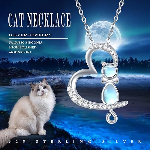 Miniatura 6 de Moonstone Necklace for Women 925 Sterling Silver Moonstone Pendant Necklace Animal Necklace Moonstone Jewelry Gifts for Women