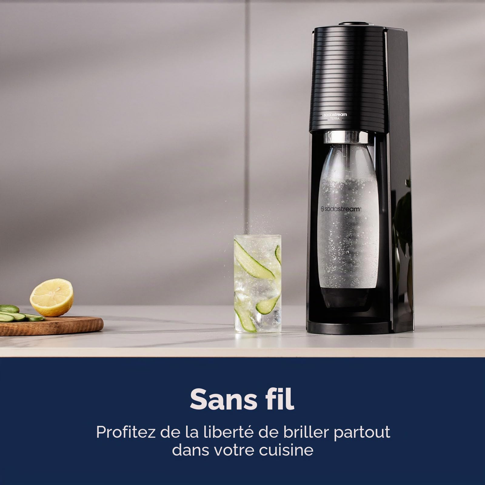 SodaStream – Machine à eau pétillante Terra avec bouteilles de CO2 et DWS (noir)
