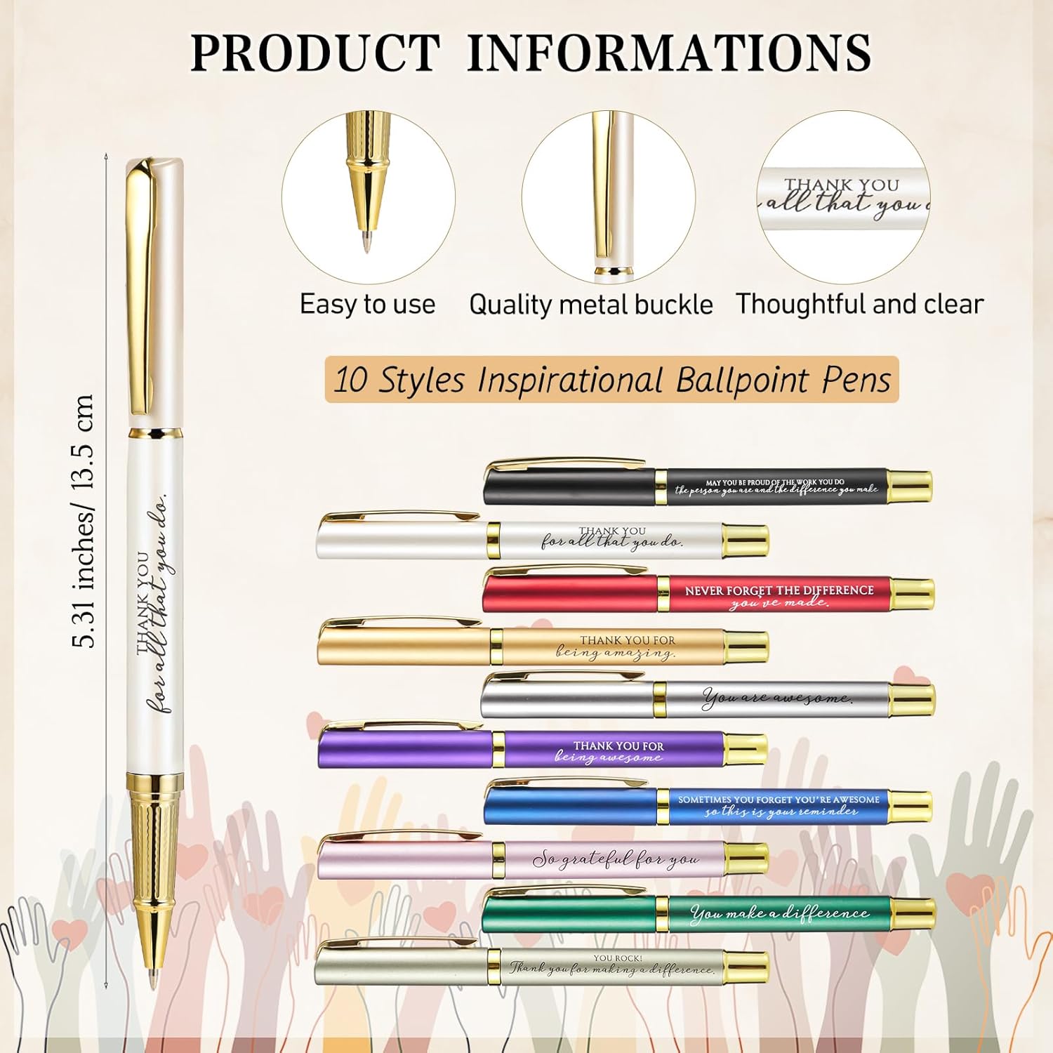 Motipuns 10 Set Volunteer Appreciation Gift Bulk 10 Styles Notebooks with 10 Colors Pens Thank You Notepads for Volunteer Employee Coworker Teacher Team Staff Office (Novel Styles)