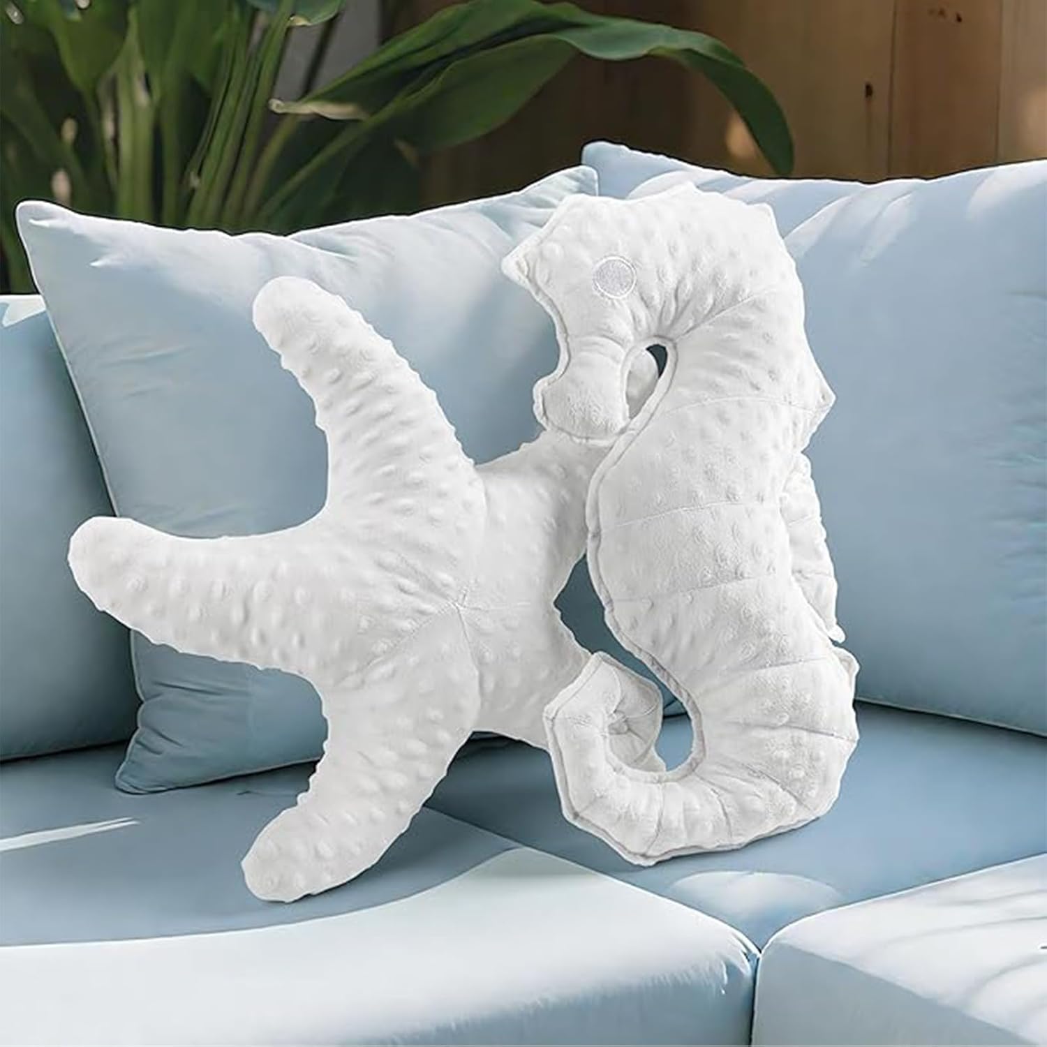 Coastal Throw Pillows,Starfish Seahors Pillows,Beach Ocean Nautical Themed Decorative Throw Pillows for Couch Sofa Bed