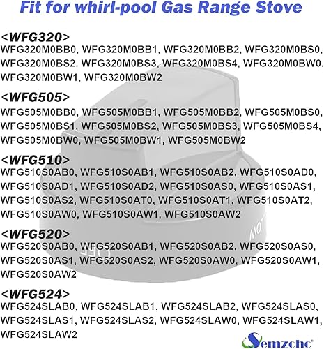 Miniatura 4 de W10339442 Perillas de estufa (paquete de 5) para estufa de gas Whirl-Pool WFG524SLAS2, WFG524SLAW0, WFG524SLAW1, WFG524SLAW2, Reemplazar PD00004340,