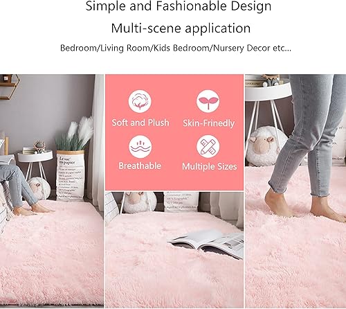 Miniatura 3 de Alfombras de área ultra suaves para interiores y modernas, para decoración del hogar, alfombras peludas, antideslizantes, alfombra de felpa mullida