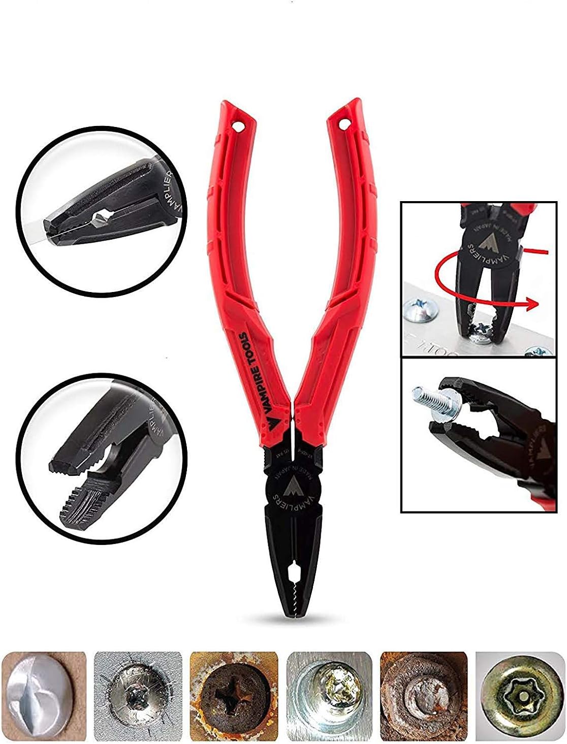 VAMPLIERS 3-PC set, World's Best Pliers. 8" PRO, 6.25" BRUTE" New and improved model, 7.5" Long Nose to Remove Stripped/Rusted/Stuck/Specialty Screws Nuts/Fasteners