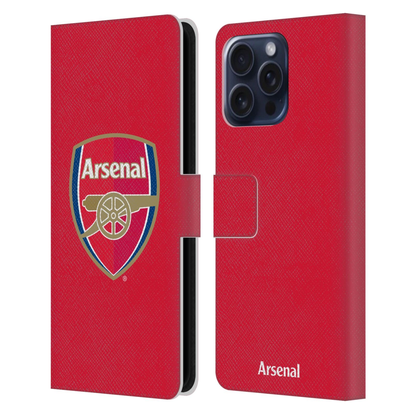 Head Case Designs Officially Licensed Arsenal FC Full Colour Red Crest 2 Leather Wallet Case Compatible With Apple iPhone 16 Pro Max โ image 1