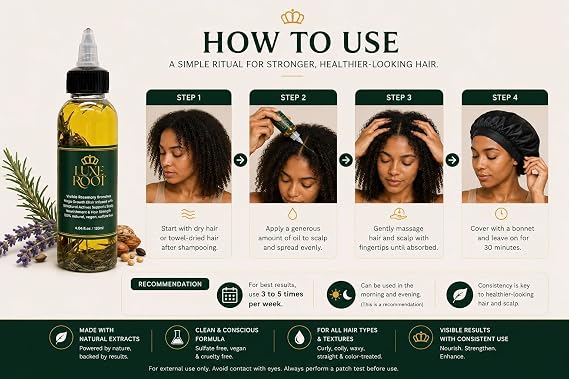 Rosemary Hair Growth Oil 4.04 fl oz (120ml) Real Rosemary Infused Scalp Oil with Biotin, Castor, Argan & Peppermint Oils Hair Strengthening & Thickening Treatment for Women & Men