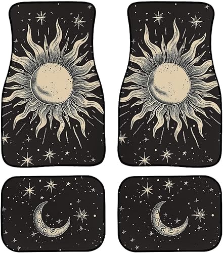 Miniatura 38 de Coloranimal Alfombrillas abstractas hippie para automóvil, 4 piezas, retro, años 60, 70, Groovy Daisy Hippy, alfombrillas universales para la Patrón