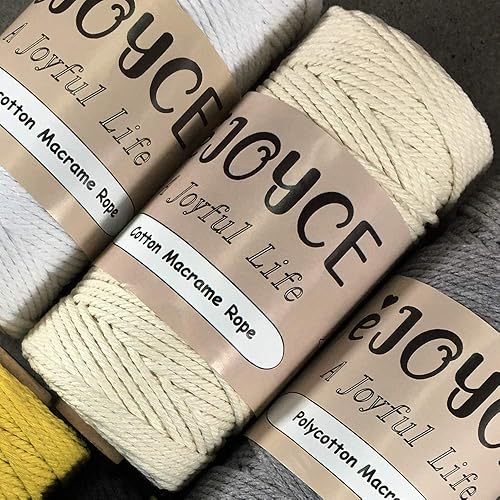 Miniatura 5 de eJoyce EJ-2006 - Cuerda de macramé de algodón suave natural de 4 hebras para colgar en la pared, colgador de plantas, proyectos de manualidades,