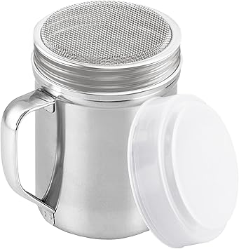 Powdered Sugar Shaker Duster - With Handle - Cinnamon Shaker For Coffee Bar - Fine Mesh Dredge - 6 ounce | Style: Fine