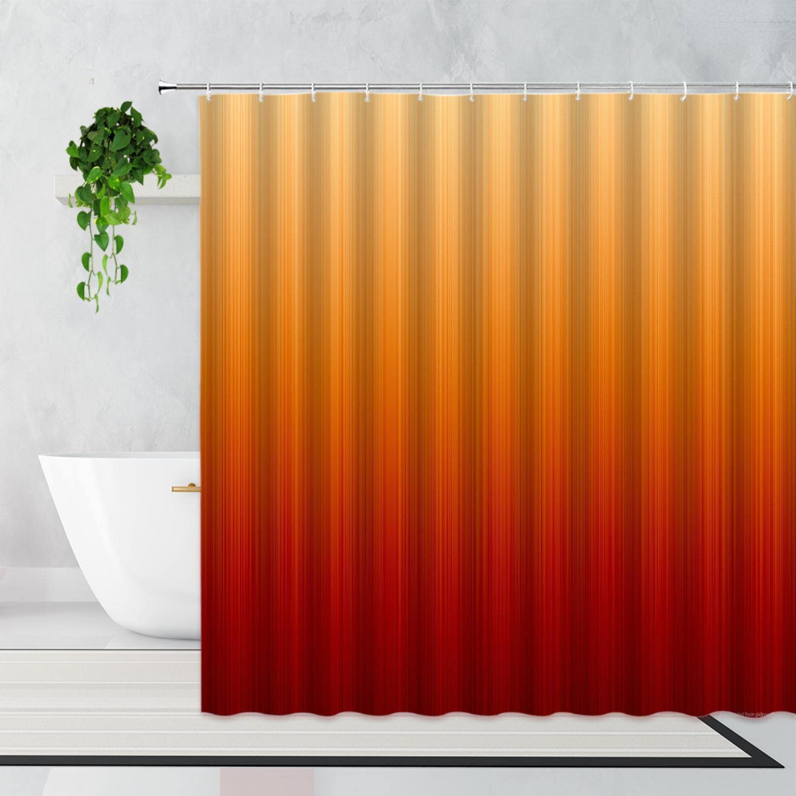 Rideaux de douche imprimés tissu orange 120x190cm imperméables en polyester avec crochets