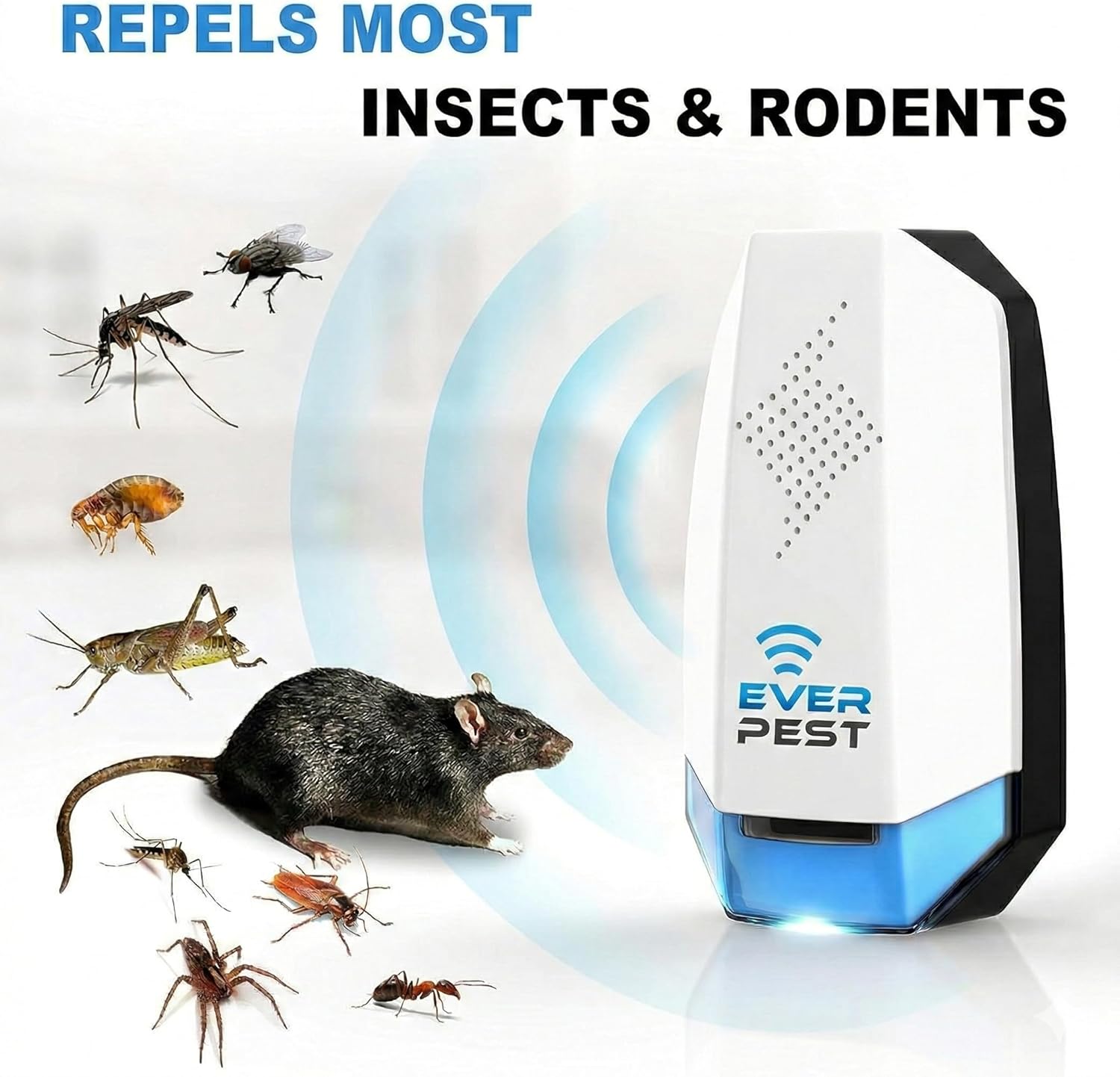 Ultrasonic Pest Repeller Control Plug in 2 Pack- Electronic Insect Defender - Roach Bed Bug Mouse Mosquito - Indoor Reject - for Cockroach Ants Mice Fly Rat Bedbug