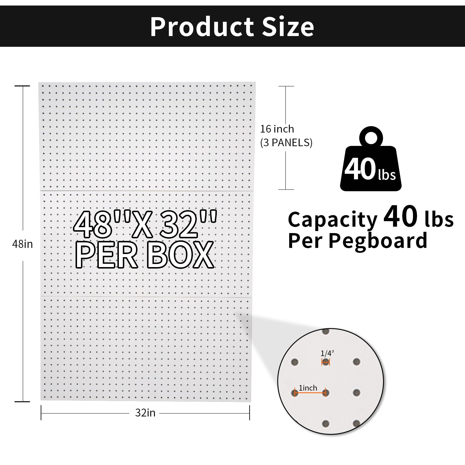 Pegboard Wall Organizer Garage Peg Board Metal Pegboard Panels, 3 Pcs 32in x 16in Large Steel Pegboard Tool Board Organization, Heavy Duty Metal Pegboard Garage Wall Mount Pegboard for Tool, White