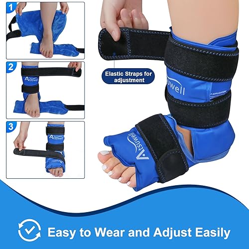 Miniatura 5 de Atsuwell Paquetes de hielo de tobillo para lesiones, paquete frío de gel reutilizable para aliviar el dolor de pies, fascitis plantar, recuperación