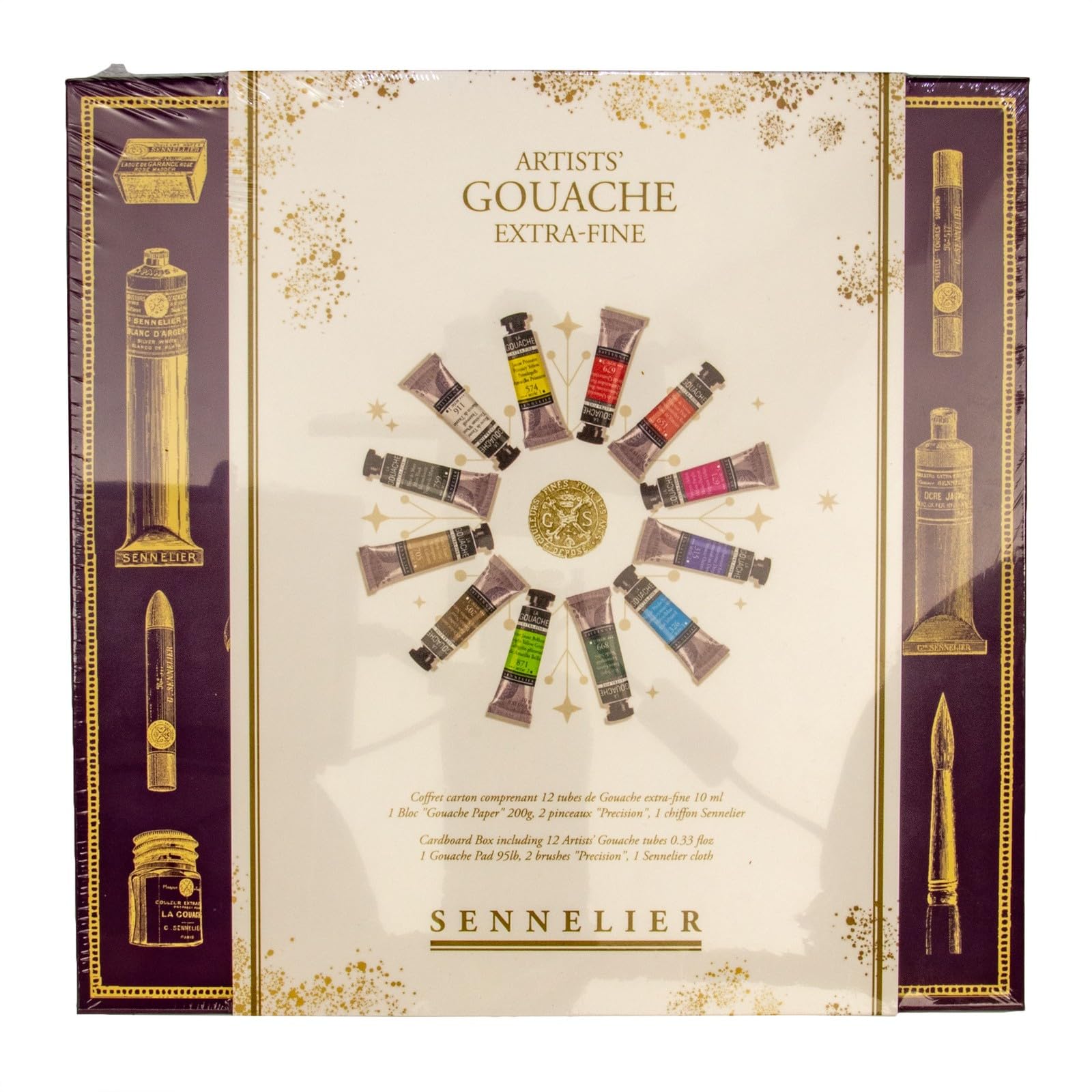 Artist Gouache Extrafin Koffer mit 12 Gouachefarben, Malpapier 200 / m² 2 Pinsel