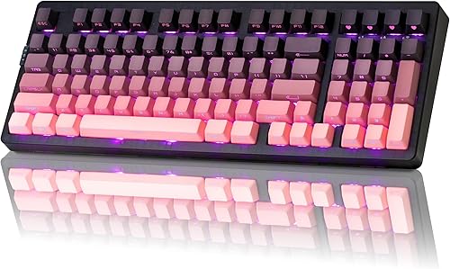 ZORNHER ZH980 Teclado mecánico inalámbrico, teclado cremoso 95% rosa con teclado numérico, teclado para juegos con teclado numérico, teclas PBT
