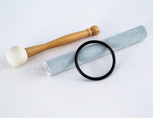 Miniatura 4 de Leize Cuenco cantante de cristal de cuarzo F Note 432 Hz Heart Chakra Blanco 8" con estuche de transporte resistente Suede Striker