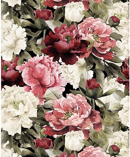 Papel tapiz de vinilo con diseño de flores retro para despegar y pegar, papel de contacto autoadhesivo para estantes, encimera, dormitorio,