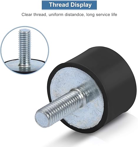 Miniatura 2 de Soportes de goma M8 M6 antivibración, montaje de goma cilíndrico, aislador de vibración, soporte de absorción de impactos con perno roscado, rosca