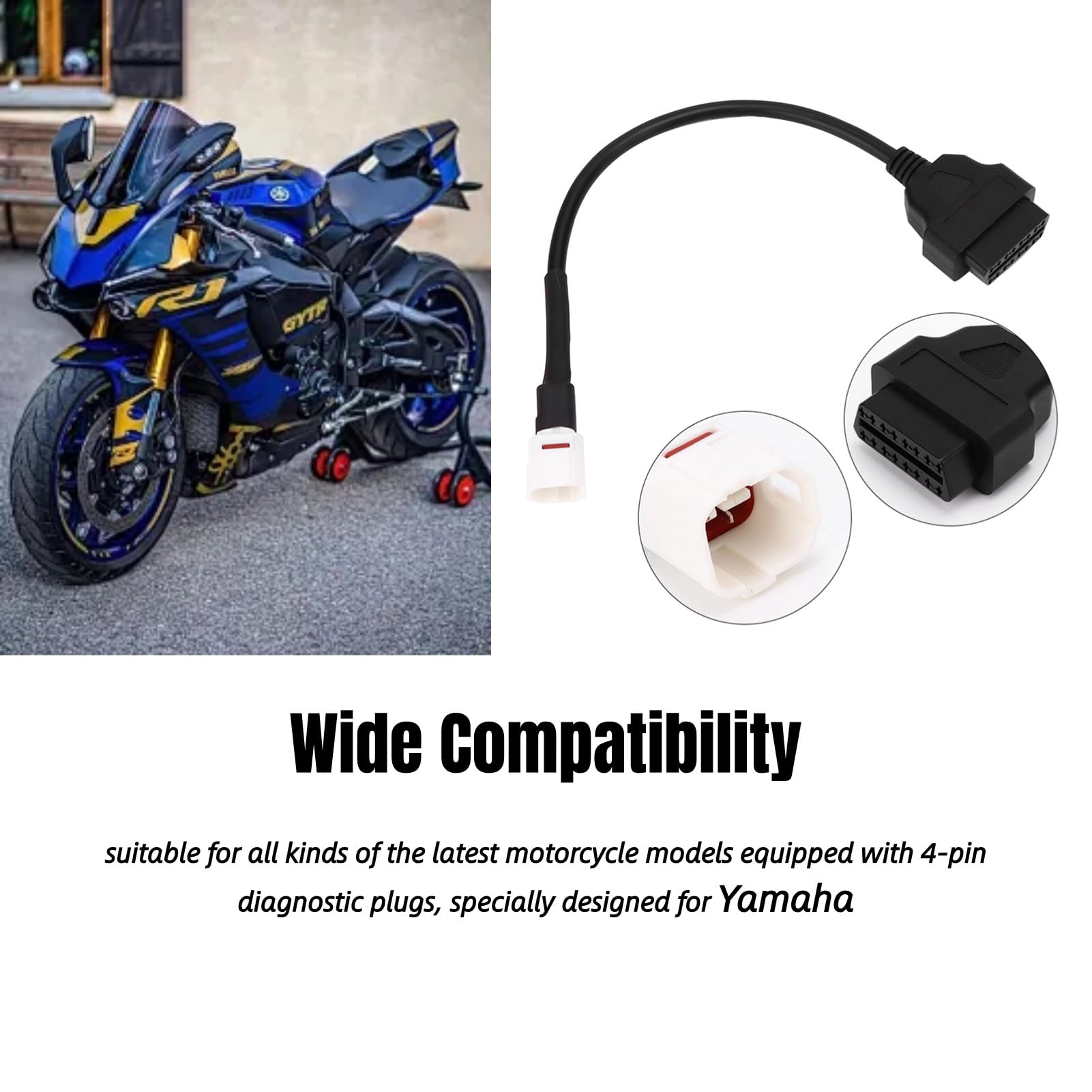 Câble Diagnostic OBD2 4 Broches Pour Yamaha - Compatible MT10, FZ10, R1, R6, FJR1300