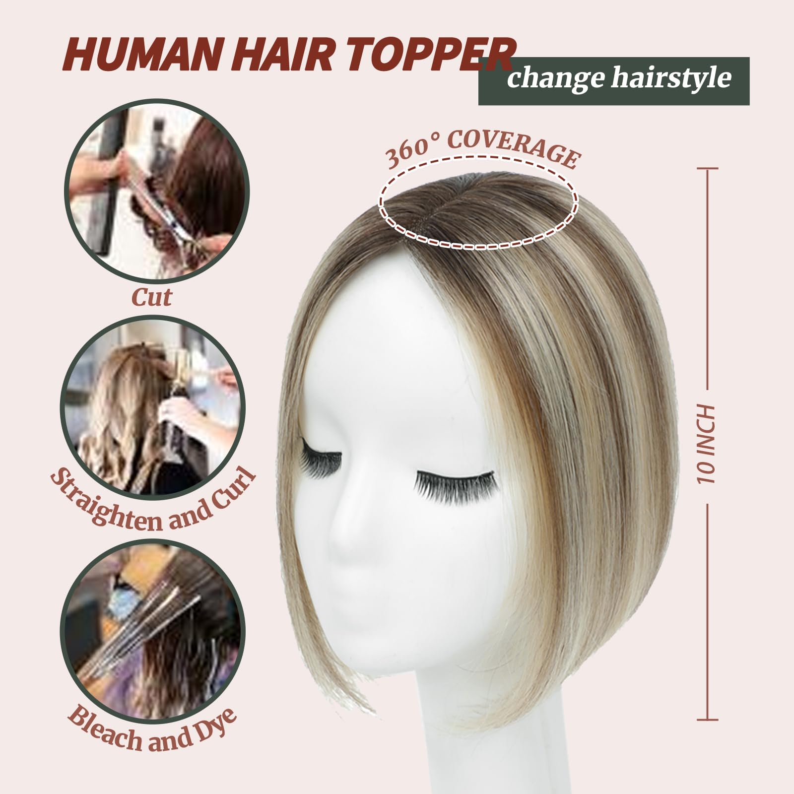 Amazon.com : SARO-UP Hair Toppers for Women Real Human Hair  display picture 1
