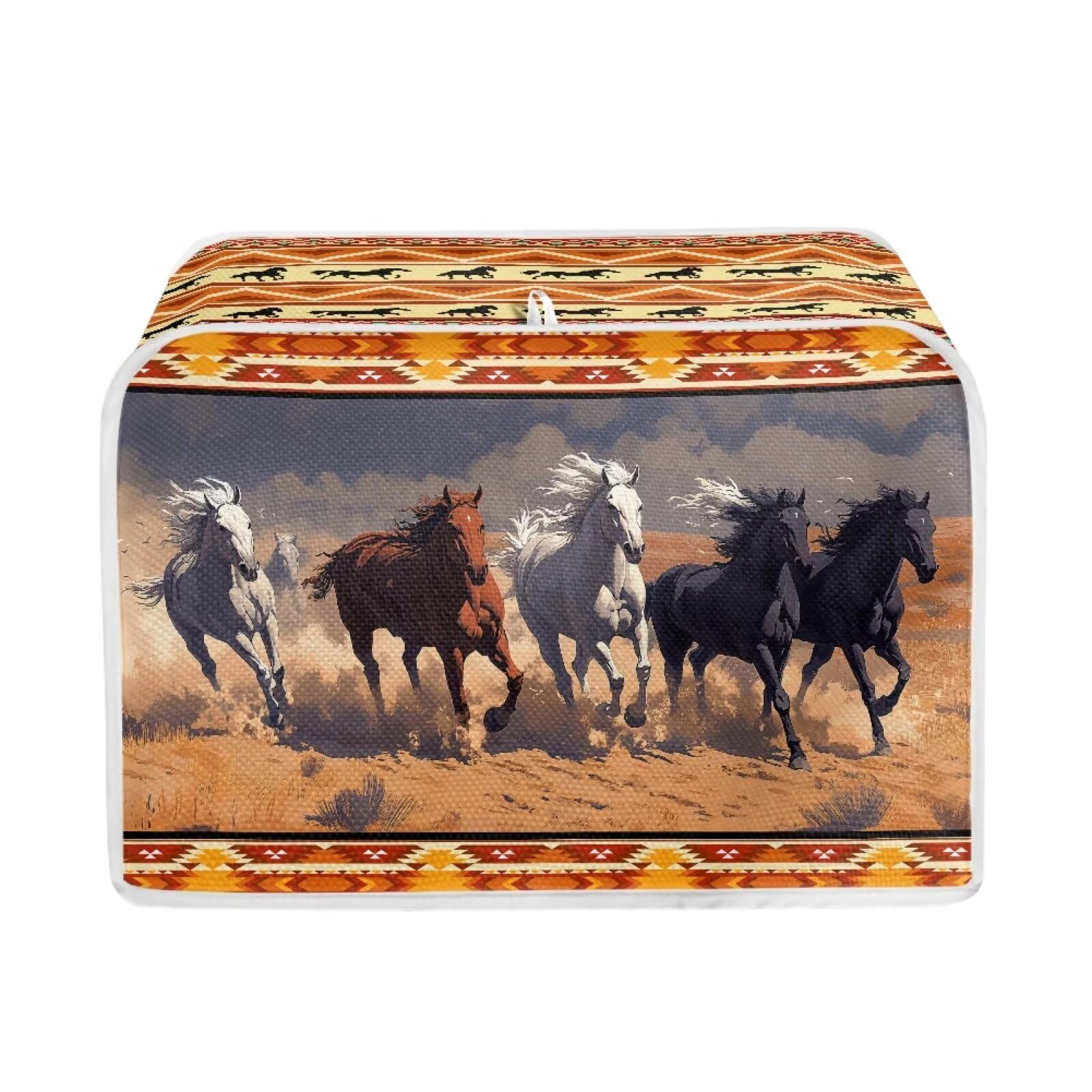 Aztec Horse Print Bread Maker Cover, Toaster Oven Dust Cover Anti Fingerprint Protective Cover for Kitchen, Suitable for Most 4 Slice Toasters
