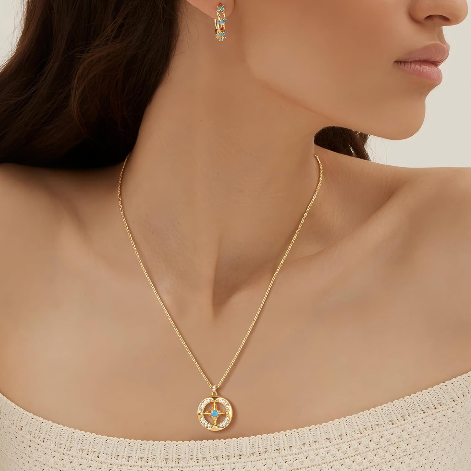 Fettero Dainty Gold Necklace for Women, 14K Gold Plated Pendant Necklace Cubic Zirconia Charm Necklaces for Women Jewelry Gift - Image 3