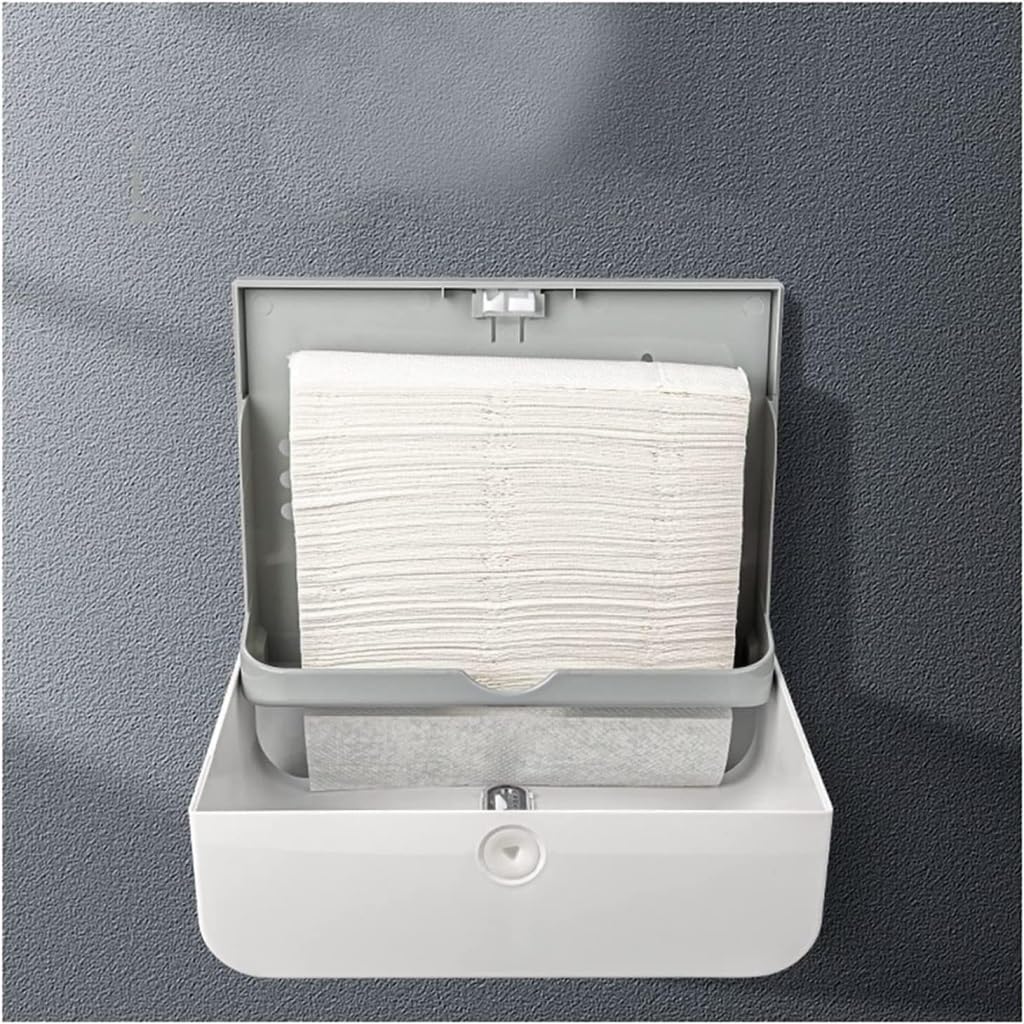 Funda para caja de pañuelos montada en la pared y elevador de toallas de papel, dispensador versátil para baño o cocina, elegante y fácil instalación, talla única