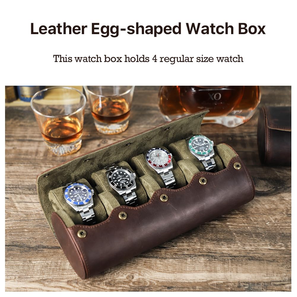 Hiram Horloge Travel Case voor Mannen 3 Horloges Handgemaakte Lederen Horloges Opbergdoos Flexibele Kussen Draagbare Horloges Travel Organizer