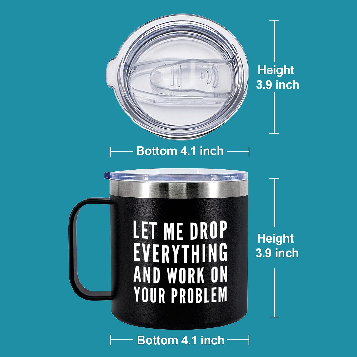Panvola Let Me Drop Everything And Start Working On Your Problem Sarcastic Gifts to Coworkers Friends Sarcasm Insulated Coffee Mug with Handle and Lid Camping Travel Thermal Mugs 14 oz Black