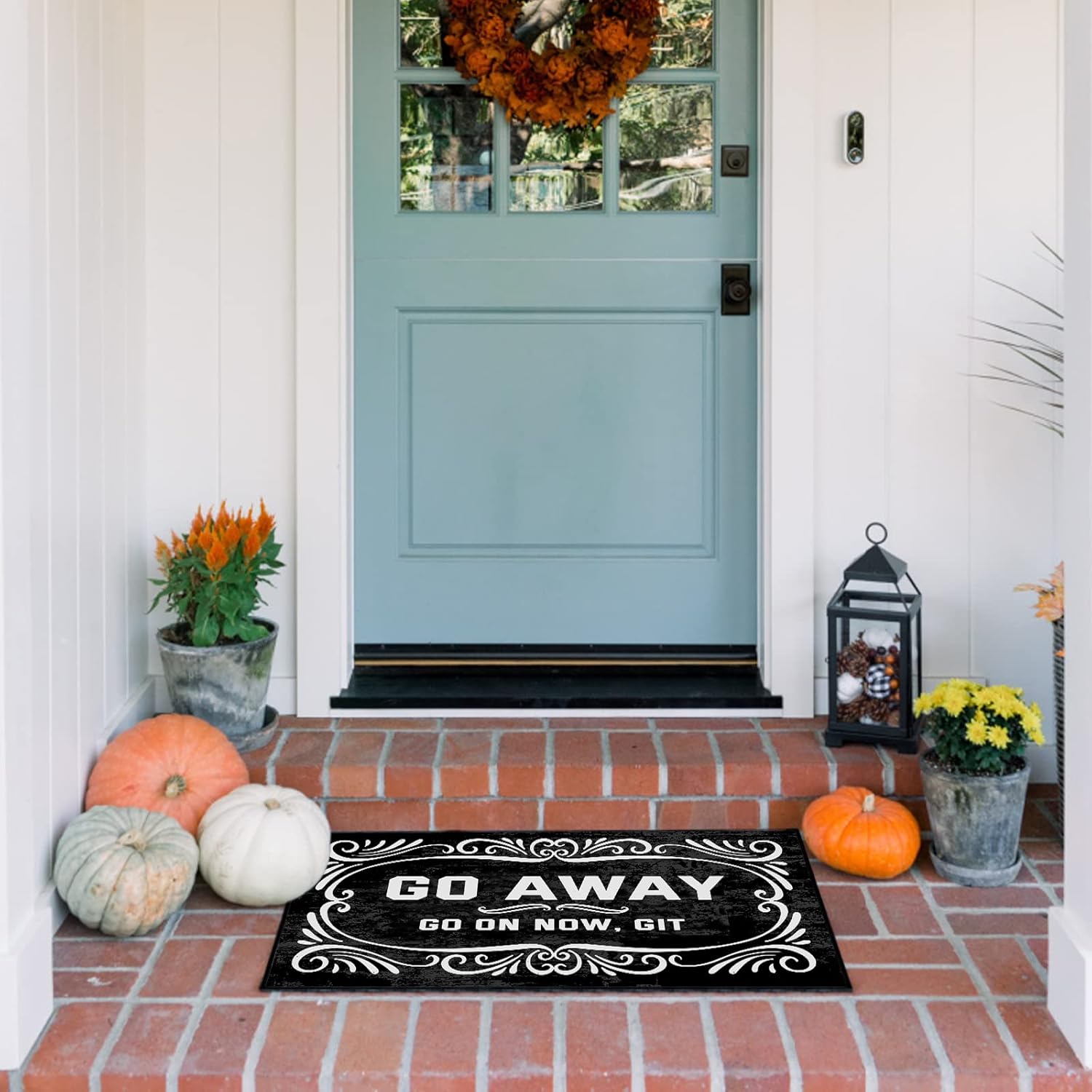 Go Away Go on Now Git Custom Doormats Funny Front Door Mat Cute Welcome Mat Non Slip Indoor 31.5x20 Inch