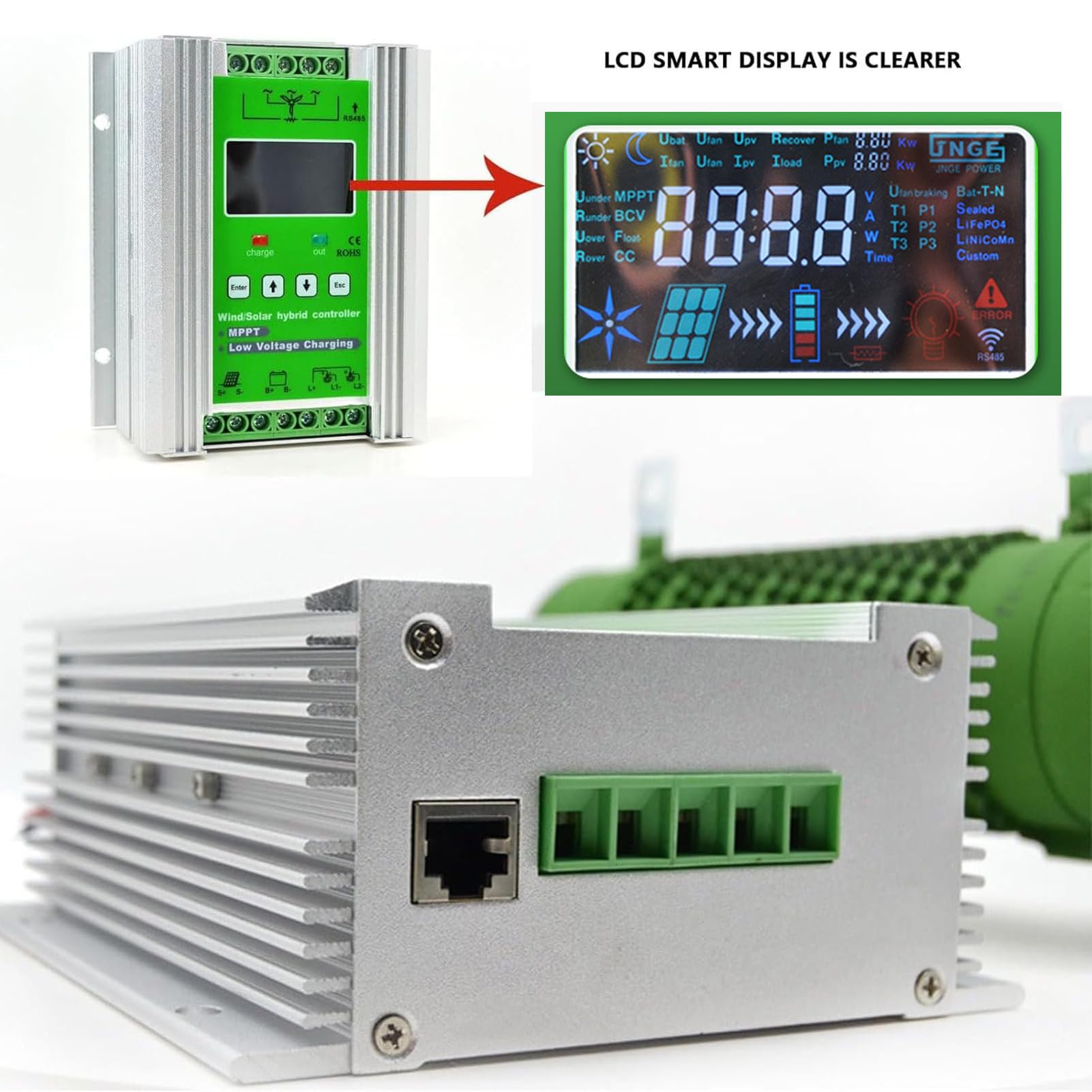 Regulador Carga Solar Eolico Controlador Mppt Controlador De Carga HíBrido Solar EóLico For Carga De Turbina EóLica BateríA De Gel De Plomo Y Litio