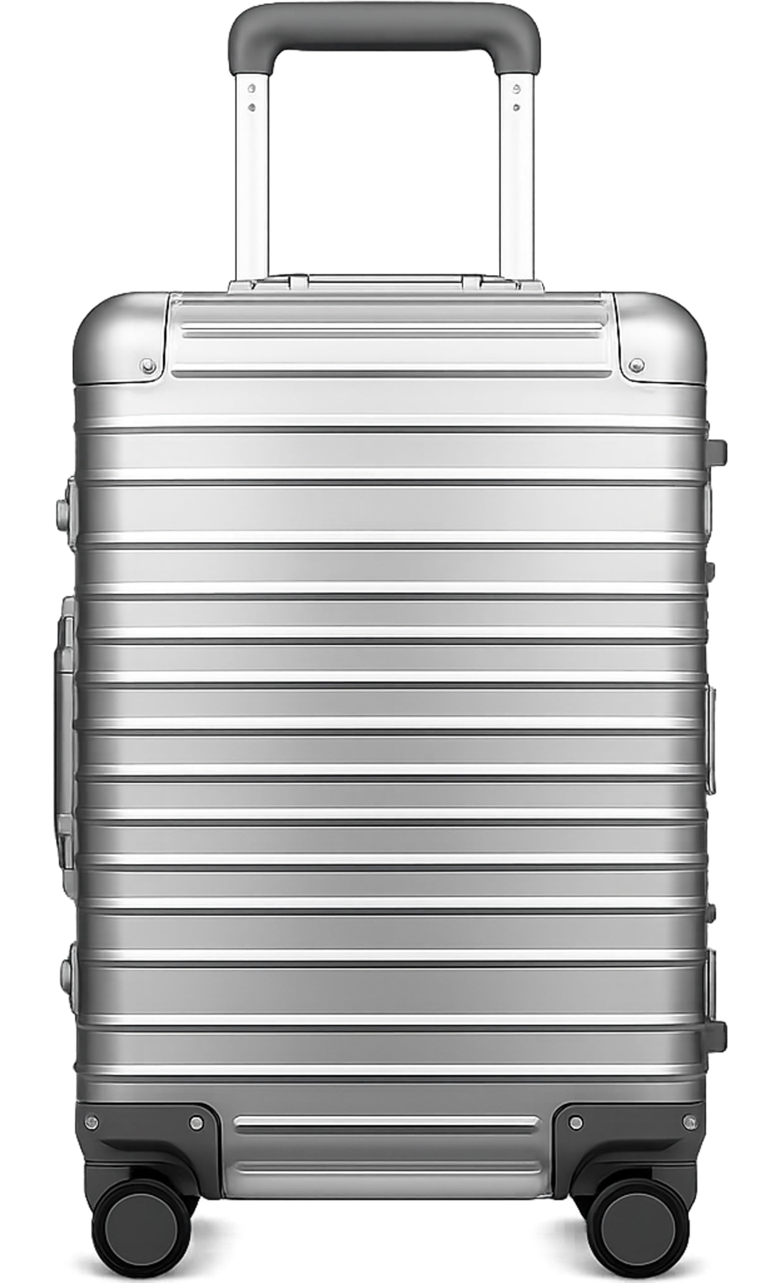 LUGGEX Aluminium Koffer Handgepäck, 100% Alu Koffer Trolleys ohne Reißverschluss, Hartschalekoffer Reisekoffer mit 8 Spinner Rollen, TSA Schloss, 55 cm, 40L