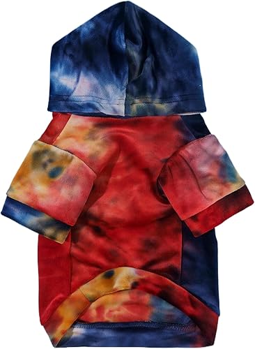 Miniatura 4 de Sudadera con capucha para perro, teñido anudado, para cachorros, abrigo para clima frío, ropa para mascotas para perros y gatos