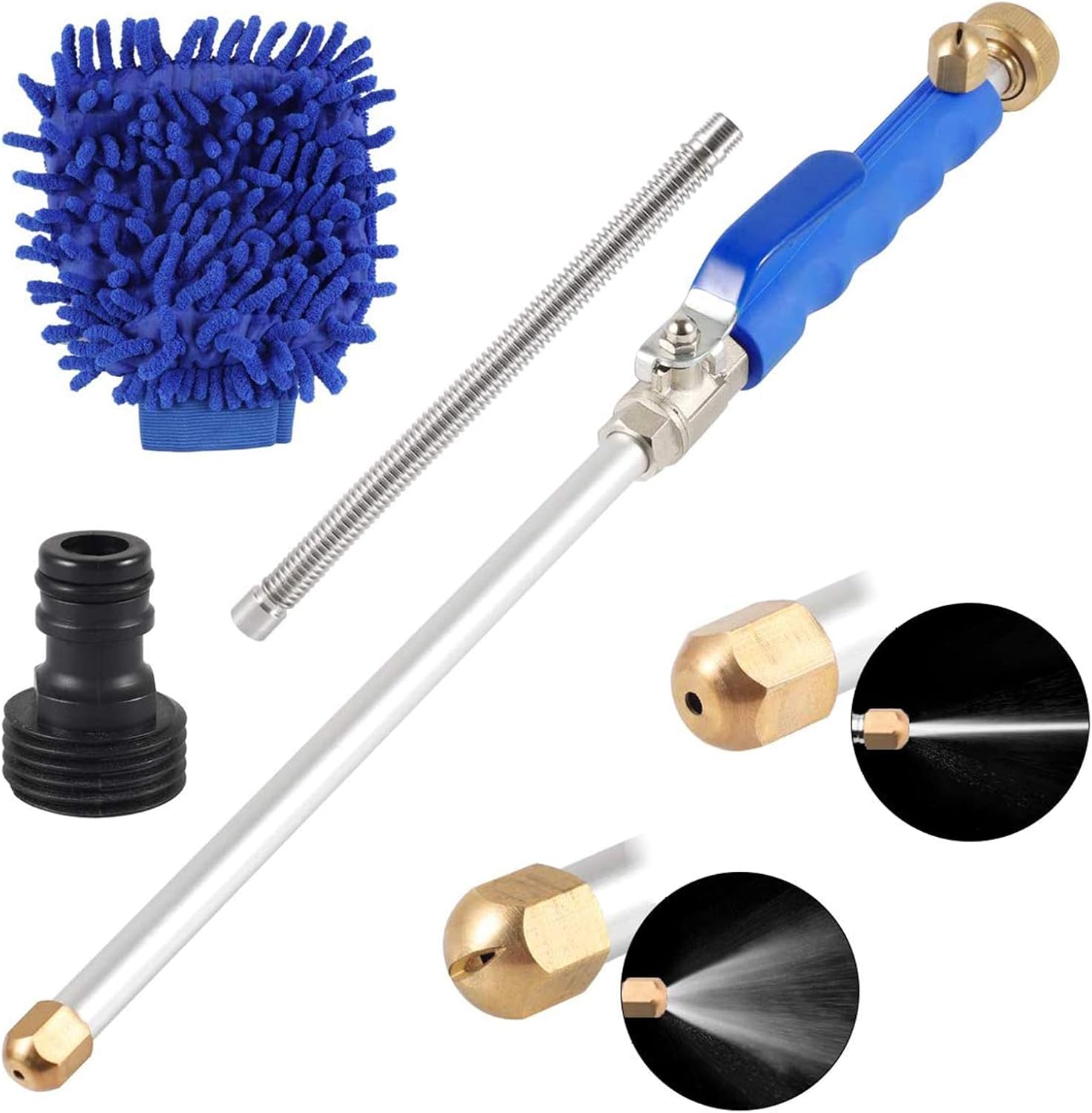 Gulymm Hydro Pressure Washer Wand with Cleaner Wand & Gloves，2in1 High Pressure