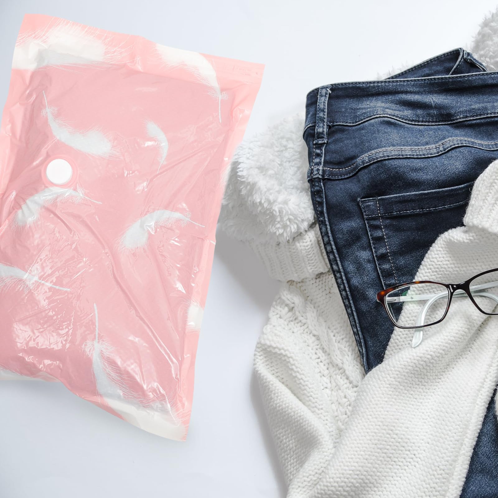 Bolsa de Compresión al Vacío Fácil de Transportar para Edredones y Ropa Color Rosa Material Pa Pe y Adecuado para Organizar el Hogar Set