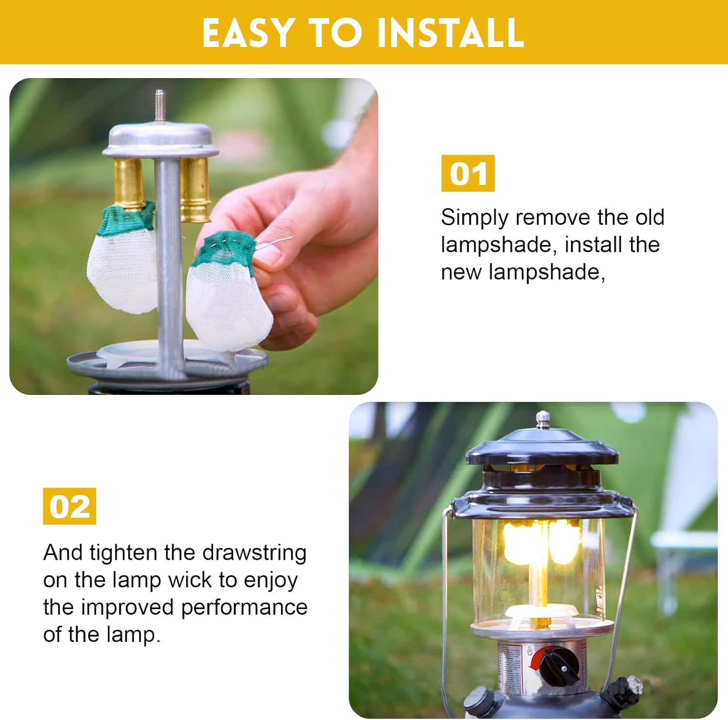EINDER Propane Lantern Mantles with Lantern Globe Replacement Set Compatible with Coleman Kerosene Lanterns, Camp Lamp Mantle Suitable for Outdoor Camping Propane Lantern - 10 Pack - Image 6