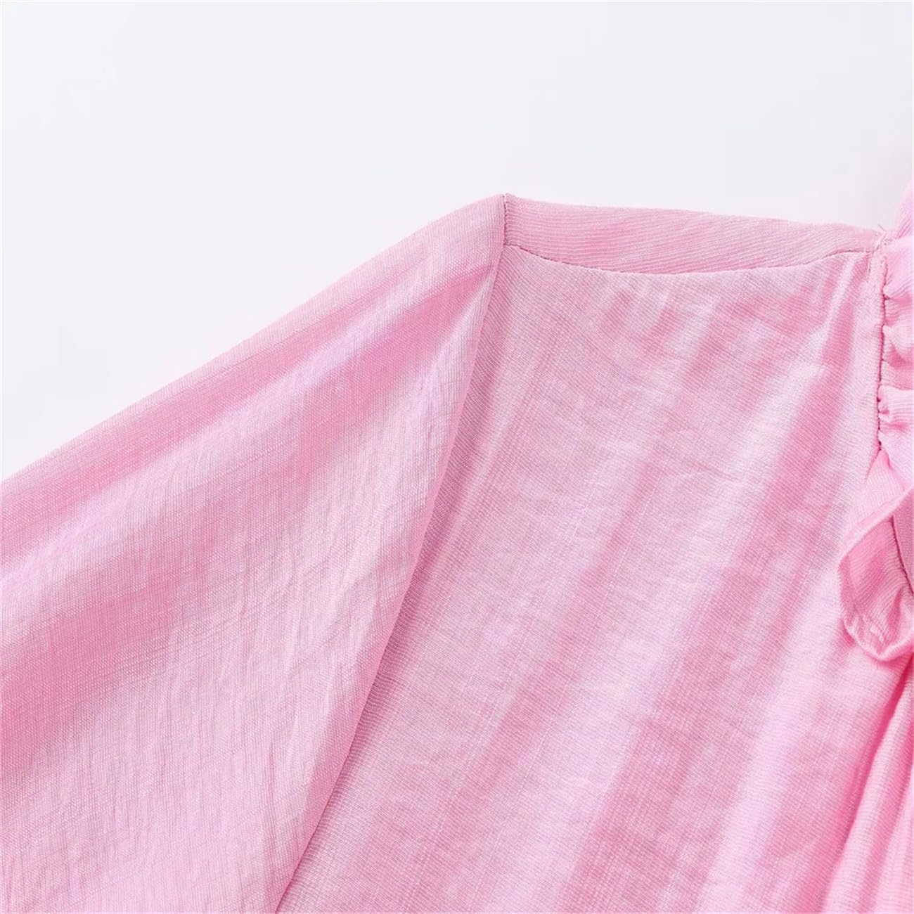 Camisa de manga larga con cuello en V para mujer, estilo francés, informal, holgada, con decoración en capas