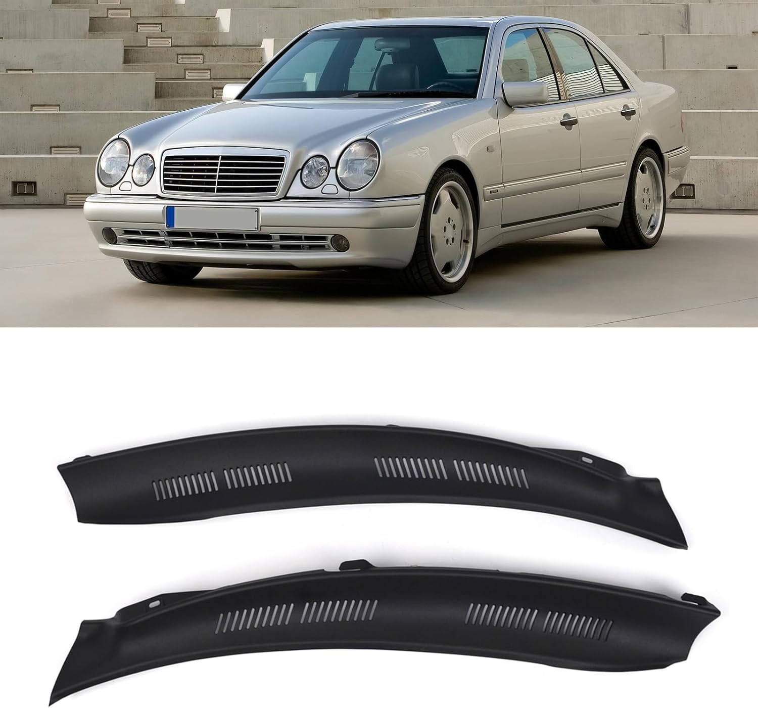 Front Coverage Replacement Front Coverage Vehicle Windshield Wipe Screen Cover Set 2108310958/2108311058 for W210 96-03 Windshield Wiper Cowl Cover