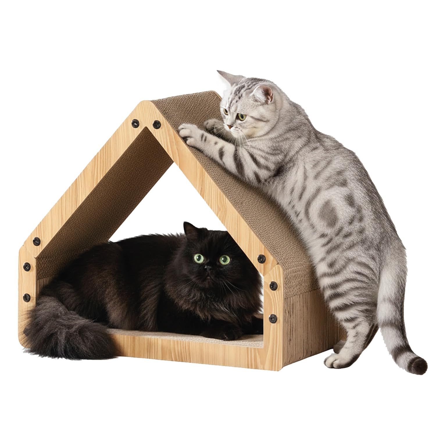 Maison griffoir pour chats Wintem avec abri intérieur en carton ondulé 50x30x42 cm