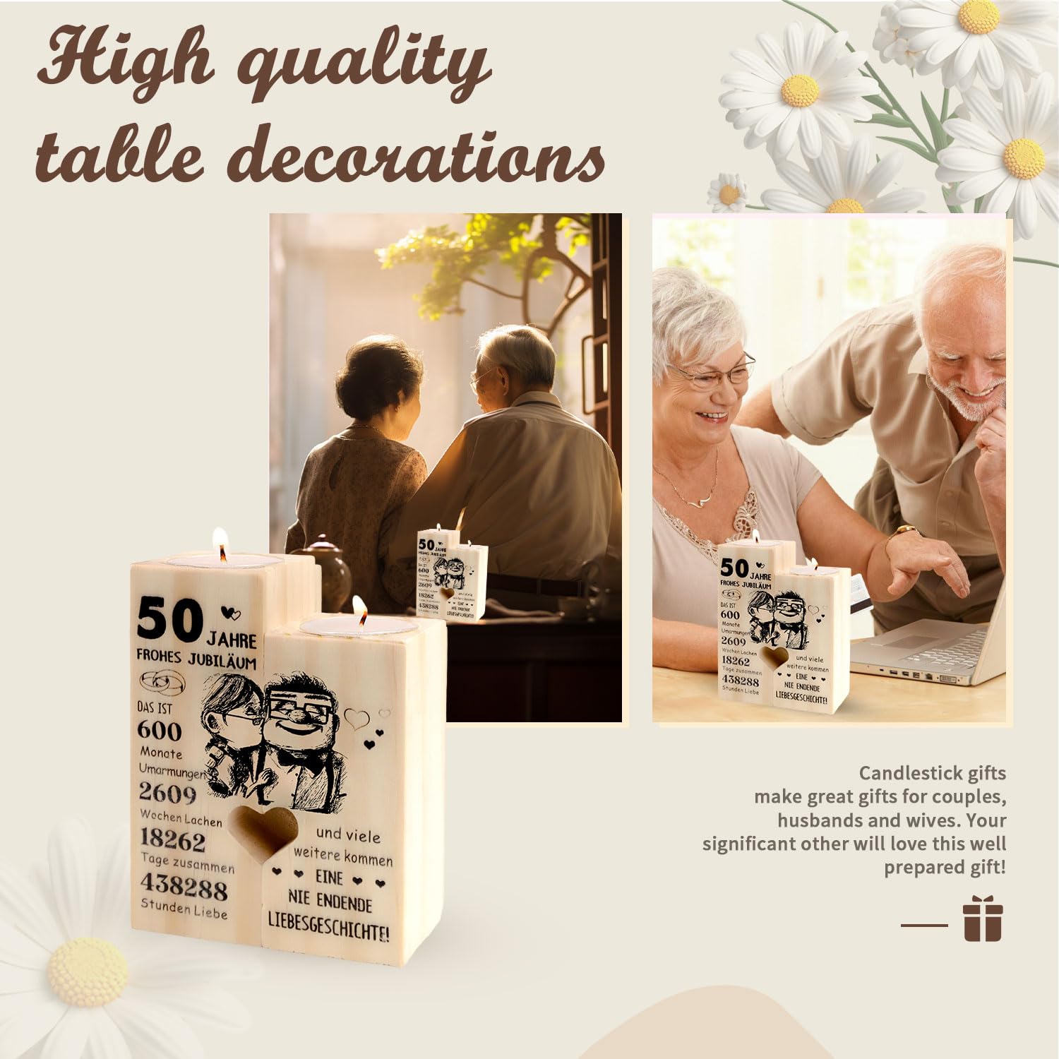 Regali di nozze per sposi, candelabro anniversario regalo per lui, anniversario di matrimonio, San Valentino, Natale, anniversario, regali per uomini, donne, coppie, uomo e donna