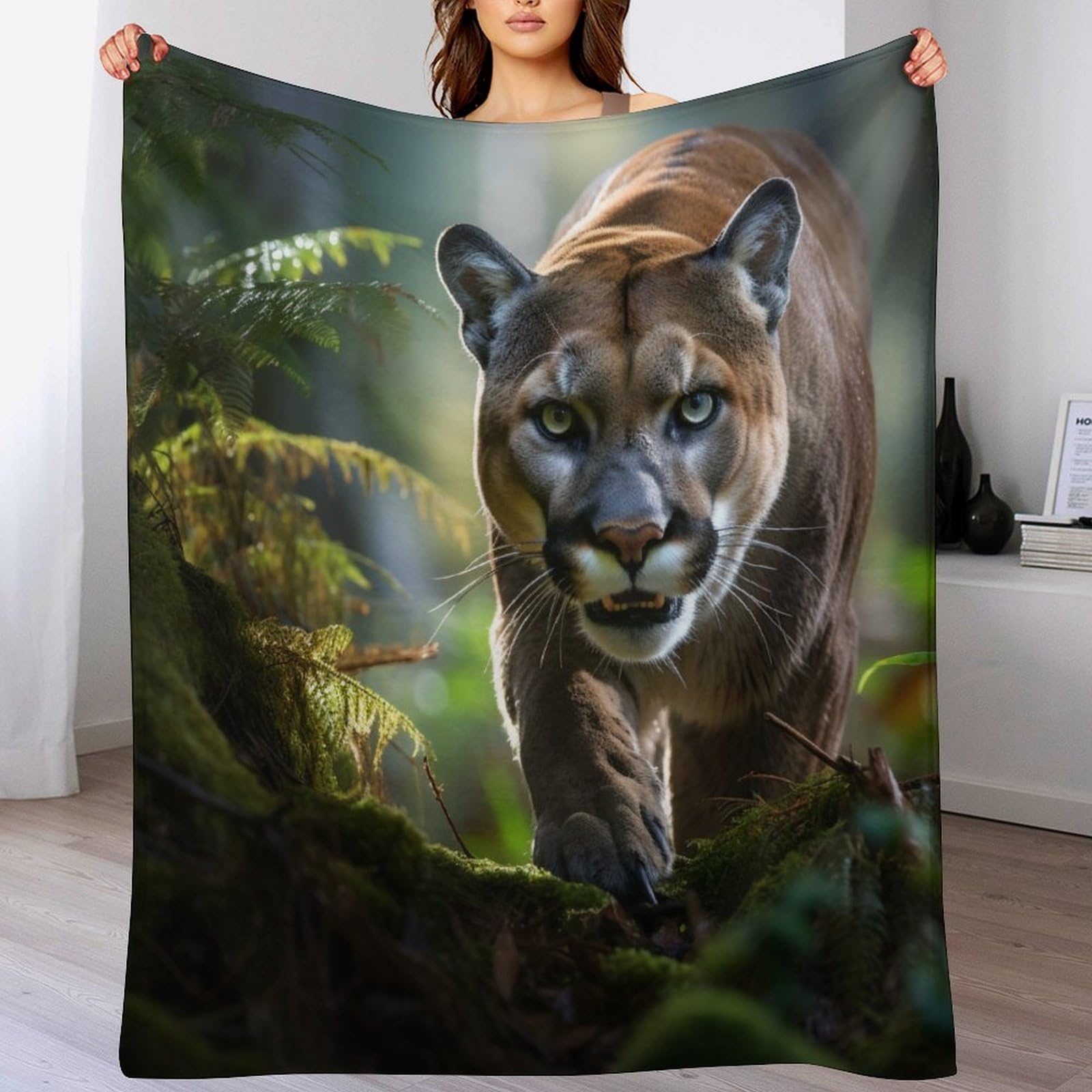 Couverture polaire flannel Puma plaid chaud pour vos soirées cocooning au salon