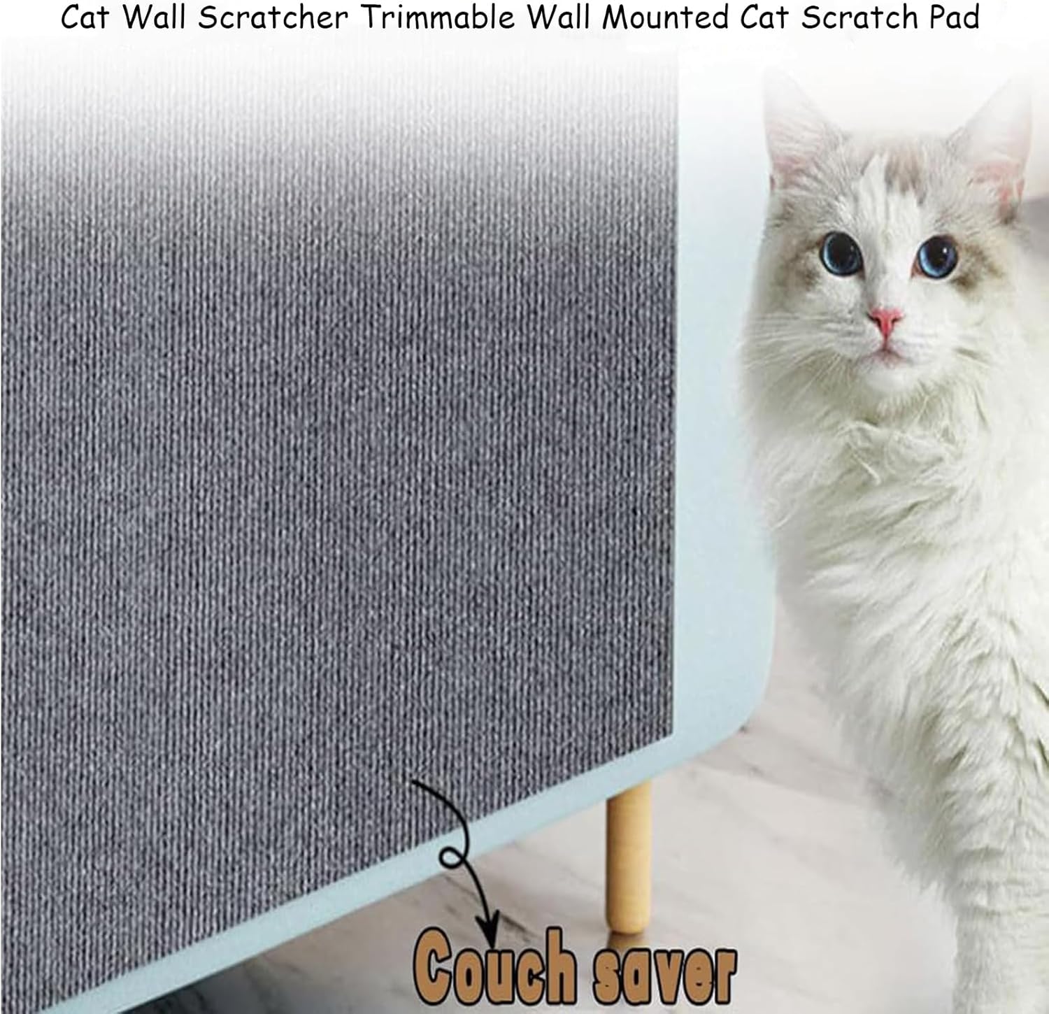 review Cat Scratching Mat, Climbing Cat Scratcher, Cat Scratching Mat Self-Adhesive, Cat Wall Scratcher, Trimmable Wall Mounted Cat Scratch Pad (Light Gray,12 * 39in)