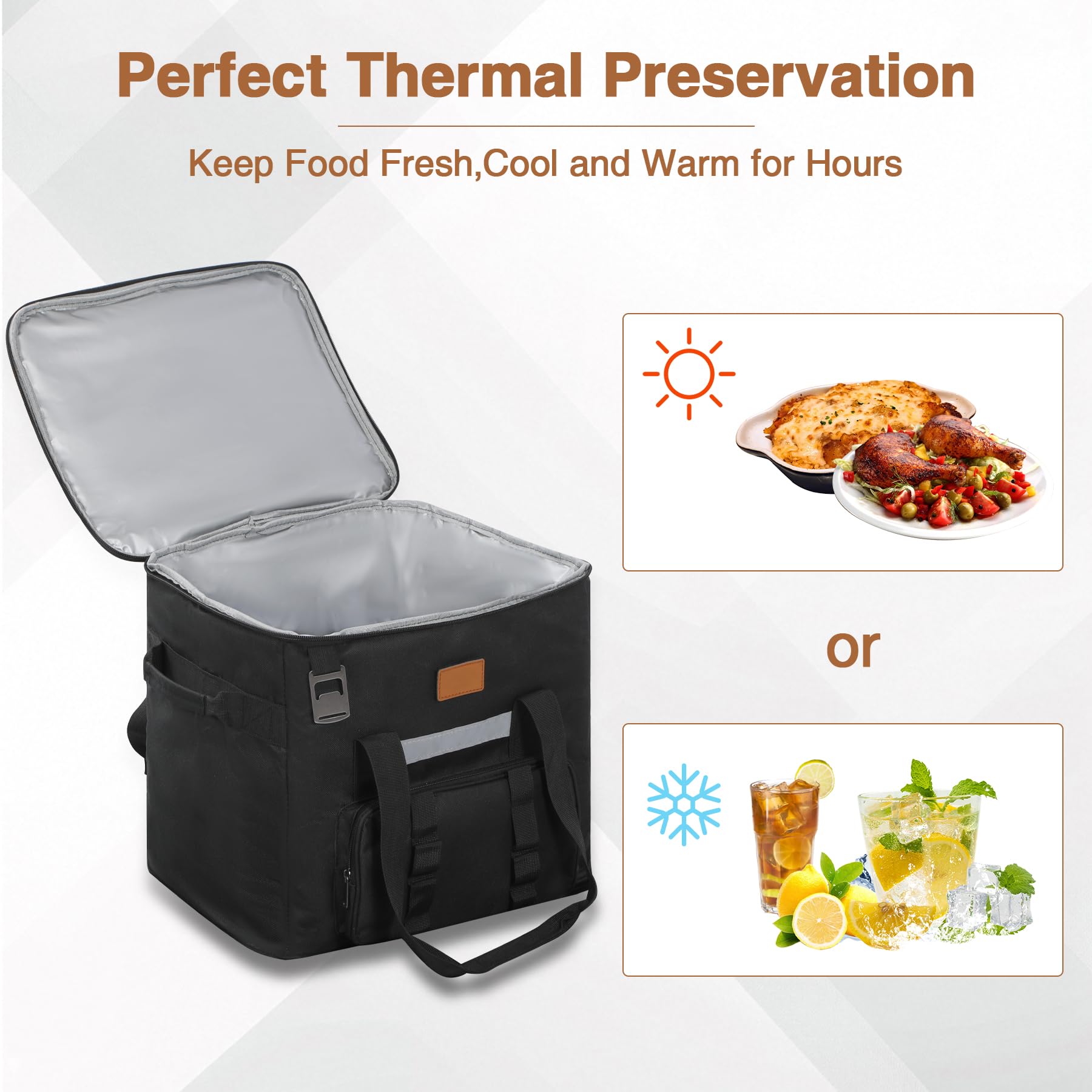 REDCAMP 40L Kühltasche, Große Thermotasche Lunchtasche mit Fronttasche Flaschenöffner, XL wasserdichte Isoliertasche Picknicktasche für Outdoor Camping Lebensmitteltransport, Schwarz