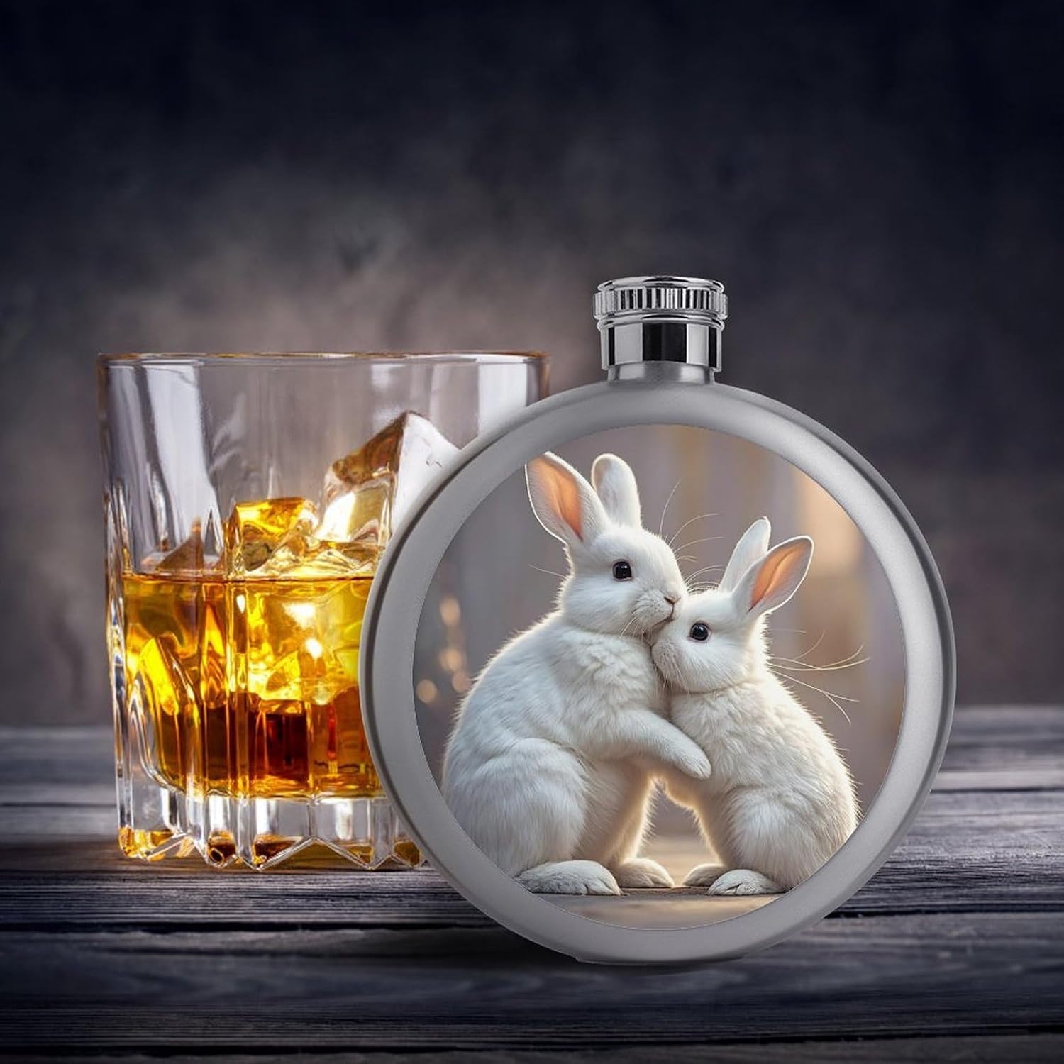 Bunny Hug Stainless Steel Flagon to 5 Oz with Screw Cap,Hip Flask for Men–Whiskey & Liquor Pocket Flask,Alcohol Flagon for Camping Drink Sports Outdoor Wine Bottle