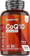 Coenzyme Q10-200 mg per serving, 120 CoQ10 capsules, from fermentation, 4 months supply, 1 vegan capsule per day, free from magnesium stearate and genetic engineering, Q10 coenzyme (as ubiquinone) WeightWorld