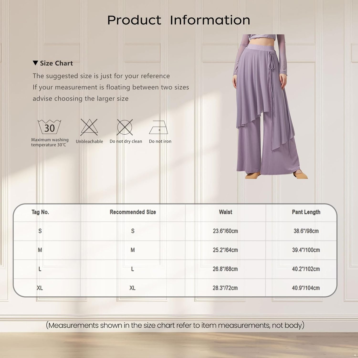 TiaoBug Women Classical Dance Practice Uniform Flowy Mesh Pants Elastic Waist Loose Fit Trousers